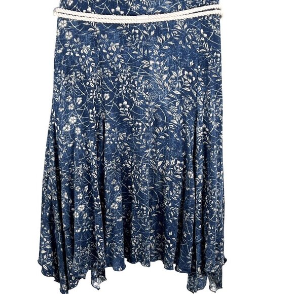 LRL Lauren Jeans Co Womens M Foliage Leaf Tank Dress Rope Belt Handkerchief Hem - Picture 10 of 16
